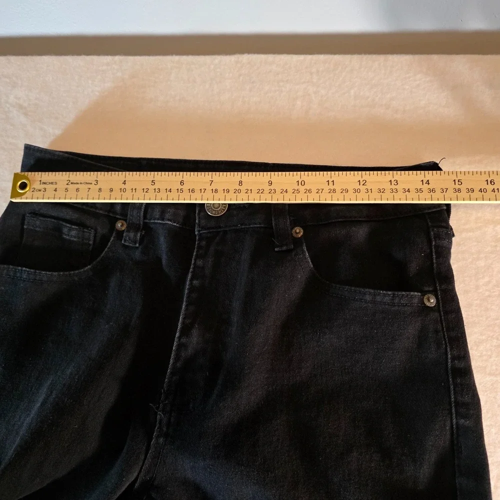 Smoke & Ash Mens Slim‎ Distressed Black Denim Jeans 29x30 Ripped Streetwear
